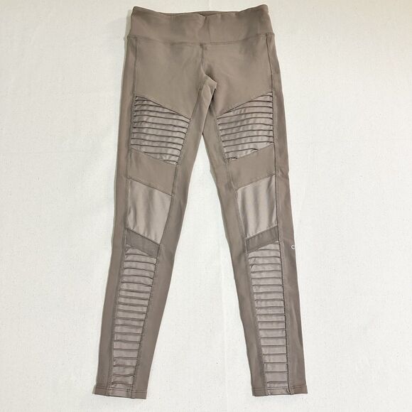 Alo Yoga Womens Beige Moto Style Legging Full Length Size Small - Picture 1 of 8